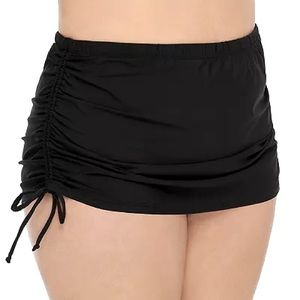 Freshwater 3X Plus size ruched skirtini side ties skirted swimsuit bottom NWT